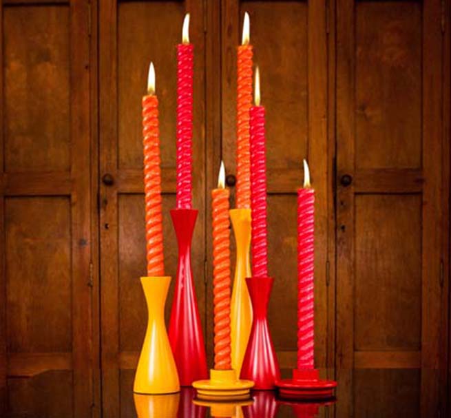 BRITISH COLOUR STANDARD Spiral - Solid Orange Flame Eco Dinner Candles, Set of 2