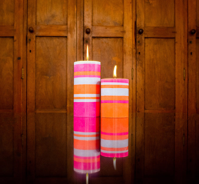 BRITISH COLOUR STANDARD - Orange Flame, Willow & Neyron Eco Pillar Candle, 10cm