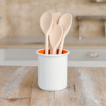 BRITISH COLOUR STANDARD - Medium Enamel Utensil Holder in Bright White / Orange Flame