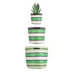 Eco Woven Plant Pot Cover Set of 3 - Grass Green, Indigo & Pearl