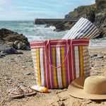 Eco Woven Shopper / Beach Bag in Indian Yellow and Magenta
