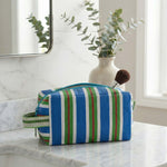 Eco Woven Wash Bag / Small Tote in Medici Blue and Grass Green