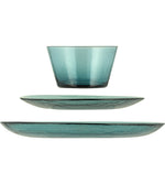 Mineral Blue Glass Tableware Set Offer - 6 x Dinner Plates, 6 x Side Plates, 6 x Bowls