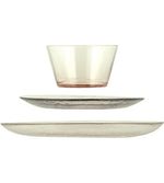 Old Rose Glass Tableware Set Offer - 6 x Dinner Plates, 6 x Side Plates, 6 x Bowls