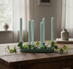 Oval Metal Candelabra in Opaline Green