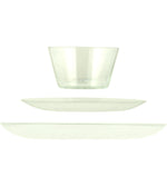 Pearl White Glass Tableware Set Offer - 6 x Dinner Plates, 6 x Side Plates, 6 x Bowls