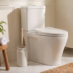 Enamel Toliet Brush Holder & Brush in Stone White