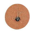 BRITISH COLOUR STANDARD - 27 cm D Jute Placemats in Tangerine/Natural, Tied Set of 4