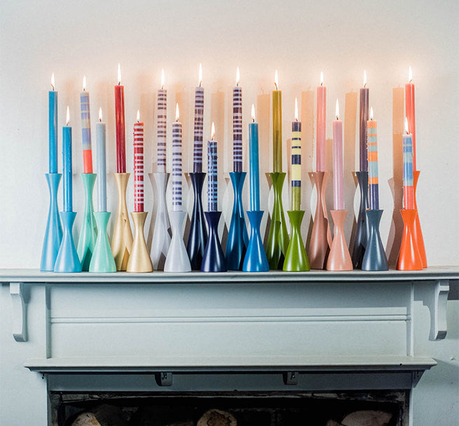 BRITISH COLOUR STANDARD Turned and Painted Wooden Candle Holder Collection
