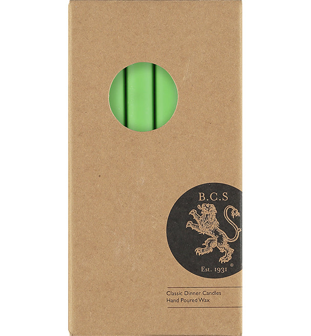 BRITISH COLOUR STANDARD - Grass Green Eco Dinner Candles, 6 per pack