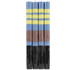 BRITISH COLOUR STANDARD - 4 Striped Rose Beige, Saxe Blue, Jet Black & Primrose Yellow Eco Dinner Candles, 4 per pack
