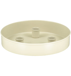 BRITISH COLOUR STANDARD - Small Round Metal Candle Platter - Stone White