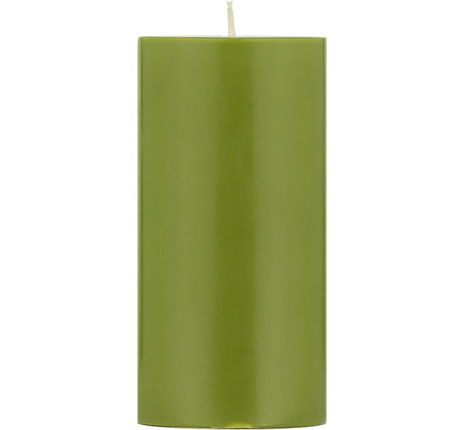 BRITISH COLOUR STANDARD - Olive Eco Pillar Candle Collection, Solid Colour Pillar candles