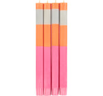 BRITISH COLOUR STANDARD - ABSTRACT Striped Neyron, Flame & Willow Set Eco Dinner Candles, 4 pack