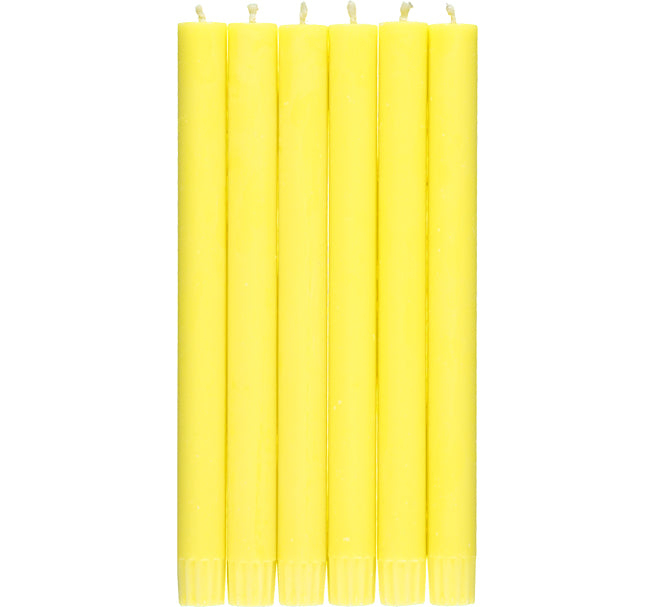 BRITISH COLOUR STANDARD - Primrose Yellow Blue Eco Dinner Candles, 6 per pack