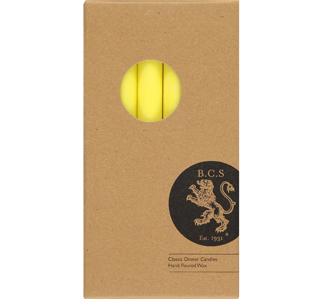 BRITISH COLOUR STANDARD - Primrose Yellow Blue Eco Dinner Candles, 6 per pack