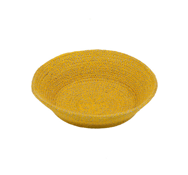 BRITISH COLOUR STANDARD - 24 cm D Small Jute Serving Basket in Indian Yellow/Natural