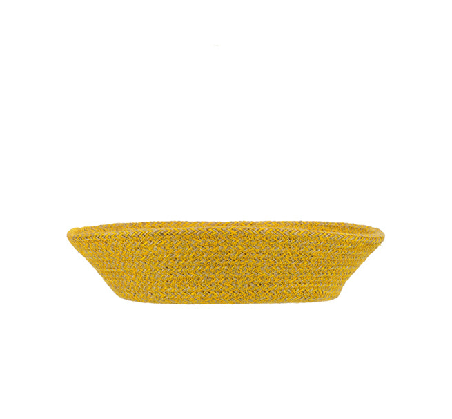 BRITISH COLOUR STANDARD - 24 cm D Small Jute Serving Basket in Indian Yellow/Natural
