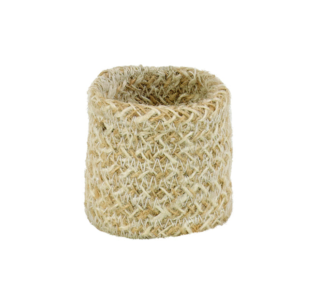 BRITISH COLOUR STANDARD - Set of 4 Jute Napkin Rings in Pearl White/Natural, Tied Set of 4