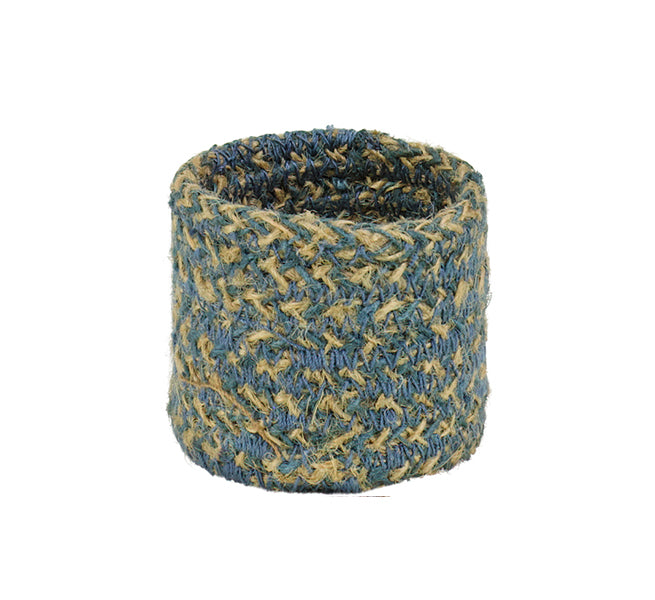 BRITISH COLOUR STANDARD - Set of 4 Jute Napkin Rings in Gull Grey/Natural, Tied Set of 4