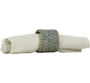 BRITISH COLOUR STANDARD - Set of 4 Jute Napkin Rings in Gull Grey/Natural, Tied Set of 4
