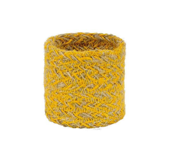 BRITISH COLOUR STANDARD - Set of 4 Jute Napkin Rings in Indian Yellow/Natural, Tied Set of 4