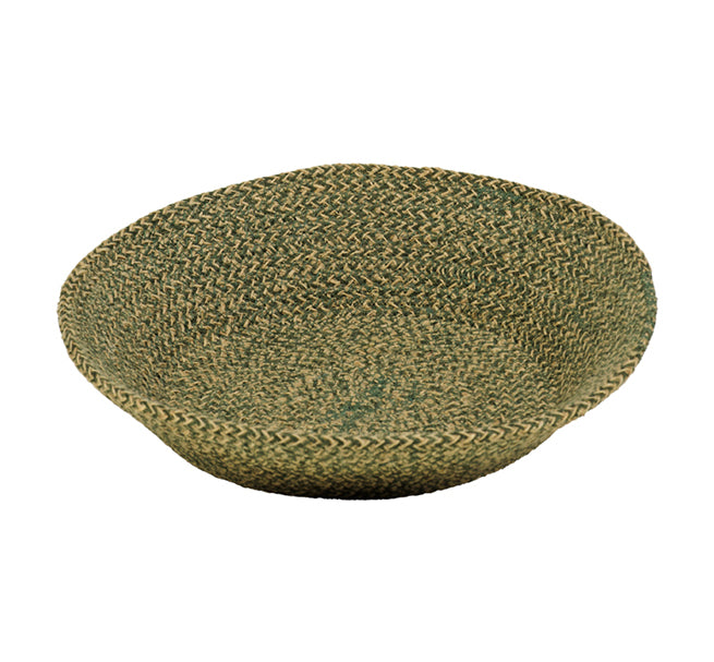 BRITISH COLOUR STANDARD - 28 cm D Large Jute Serving Basket in Olive Green/Natural