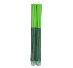BRITISH COLOUR STANDARD Twist - Grass & Bokhara Eco Dinner Candles, Set of 2