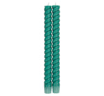 BRITISH COLOUR STANDARD Spiral - Solid Beryl Green Eco Dinner Candles, Set of 2