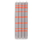 2 Striped Willow Grey & Orange Flame Eco Dinner Candles, pack of 4