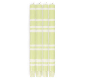 2 Striped Eau De Nil & Pearl Eco Dinner Candles, pack of 4