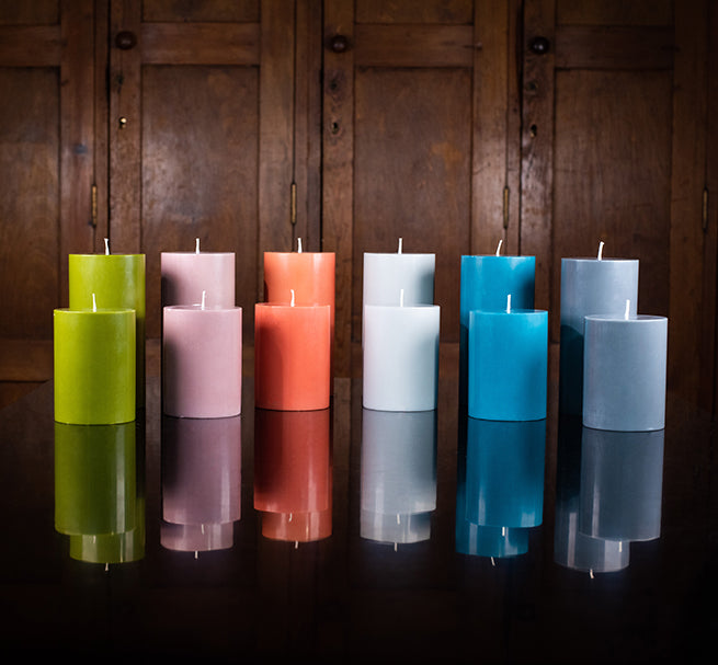 BRITISH COLOUR STANDARD Fair Trade Made, Colourful Eco Pillar Candles