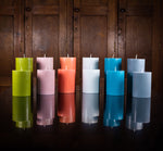 BRITISH COLOUR STANDARD, Fair Trade Made, Colourful, Eco, Striped and Solid Colour Pillar Candles