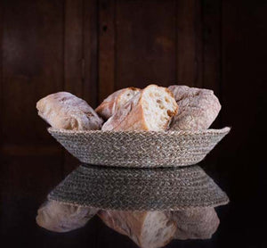 BRITISH COLOUR STANDARD - 28 cm D Large Jute Serving Basket in Pearl White/Natural