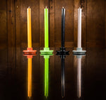 BRITISH COLOUR STANDARD colourful candles and wooden candleholders, Made From Waste Wood and wooden  Off Cuts