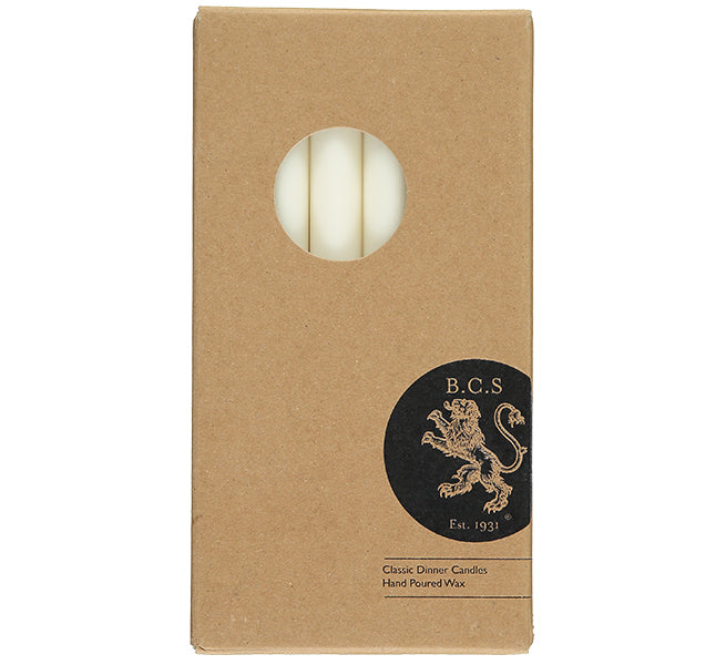 Plain White Candles, BRITISH COLOUR STANDARD - Pearl White Eco Dinner Candles