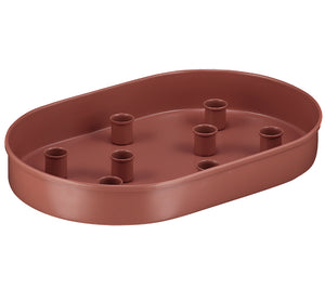 BRITISH COLOUR STANDARD - Oval Metal Candle Platter in Brick Dust
