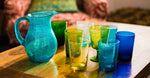 BRITISH COLOUR STANDARD, Colourful, Hand Blown Bubble Glass Collection, made from recycled glass
