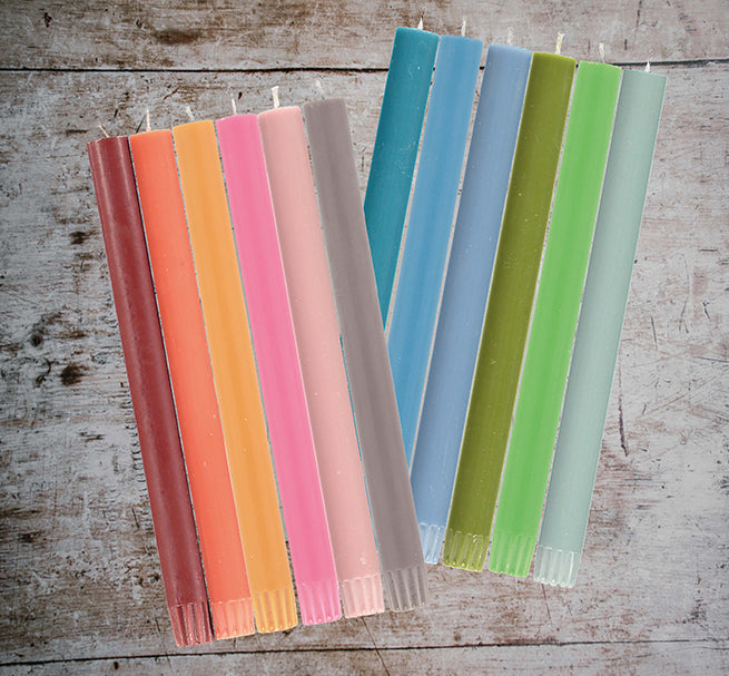 BRITISH COLOUR STANDARD - Mixed Set Warm Rainbow Eco Dinner Candles, 6 per pack