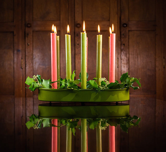 BRITISH COLOUR STANDARD - Oval Metal Candle Platter in Olive Green