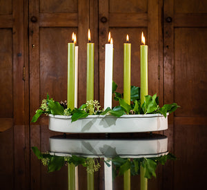 BRITISH COLOUR STANDARD - Oval Metal Candle Platter in Stone White